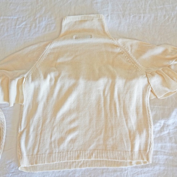 Pre-owned Project Naadam White Ivory Women's Size Medium Ruffle Mock Sweater - Picture 6 of 7